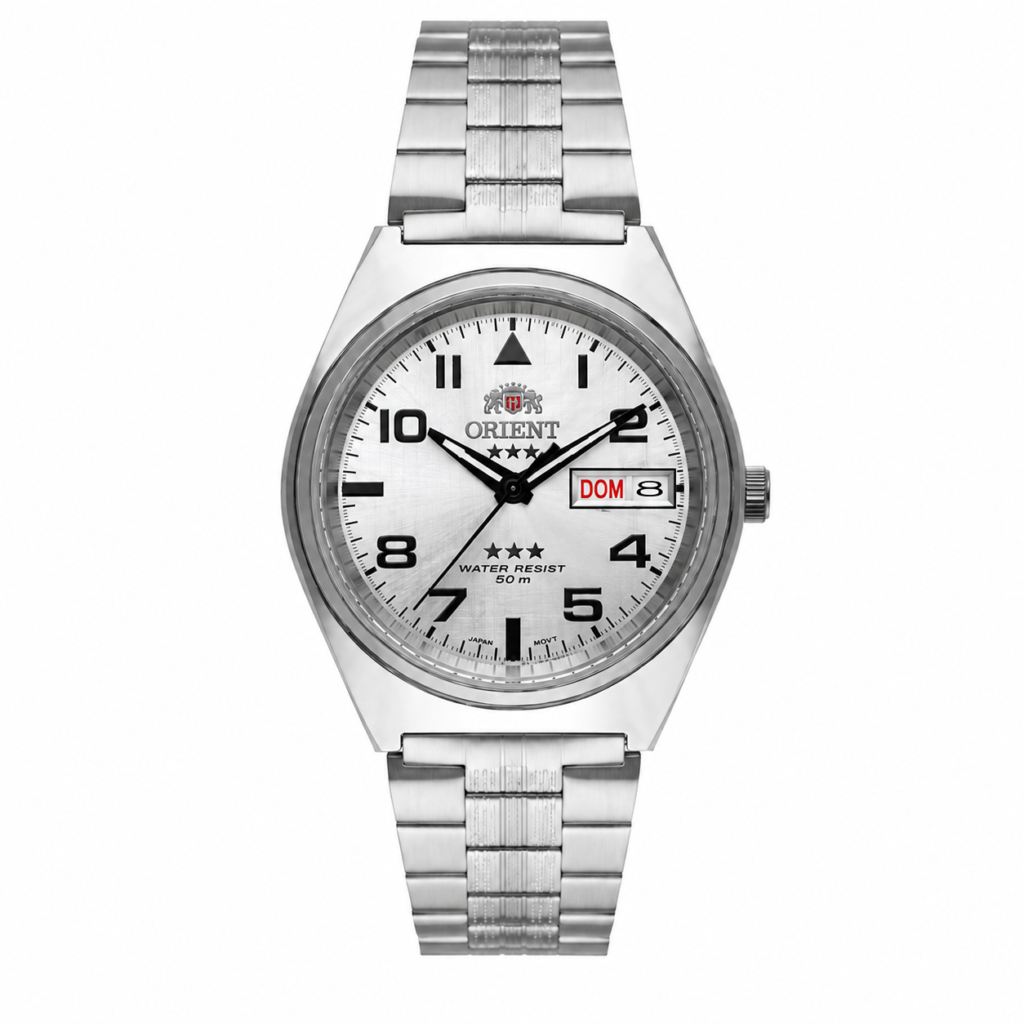 Relógio Orient Automático 3 estrelas prata masculino- 469SS083NH