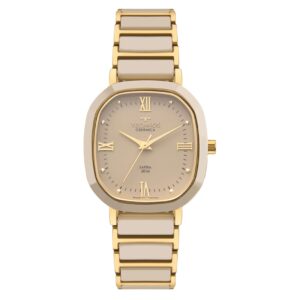 Relógio Technos feminino cerâmica Bege com dourado-2035NER/ 1X