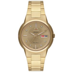 Relógio Orient automático feminino dourado- F49GG024L