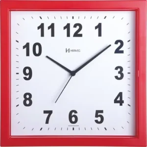 Relógio de parede quadrado vermelho Herweg- 660034