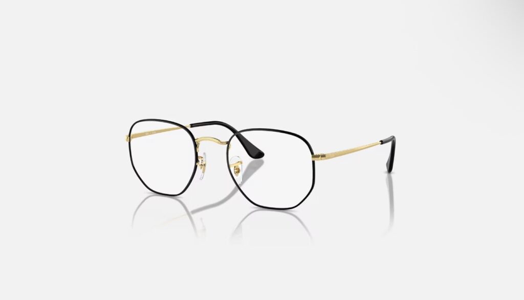 Óculos receituário RayBan Hexagonal metal preto polido feminino - RB6448