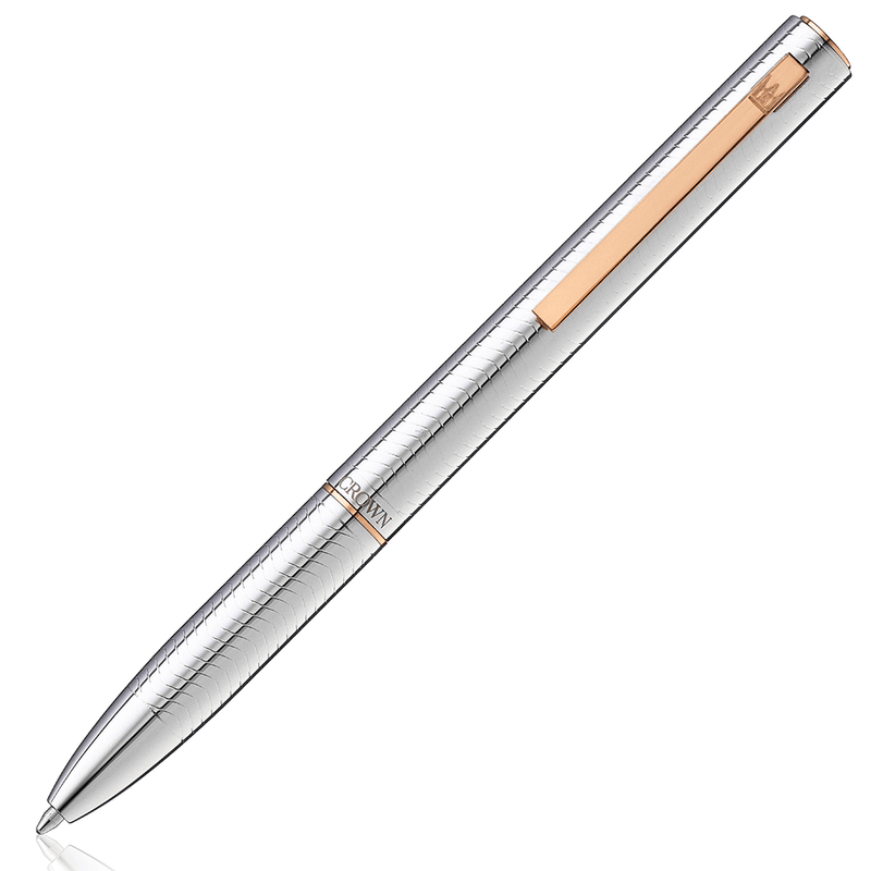Caneta Crown Bullet prata c/ rose metal esferográfica- DI12300S