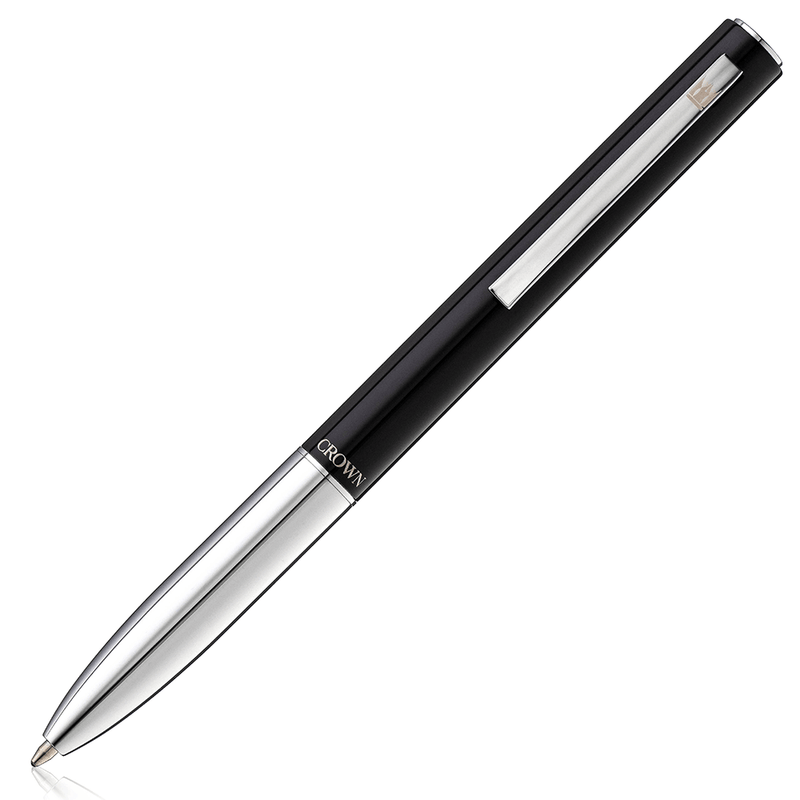 Caneta Crown Bullet preta c/prata metal esferográfica- DI12300P