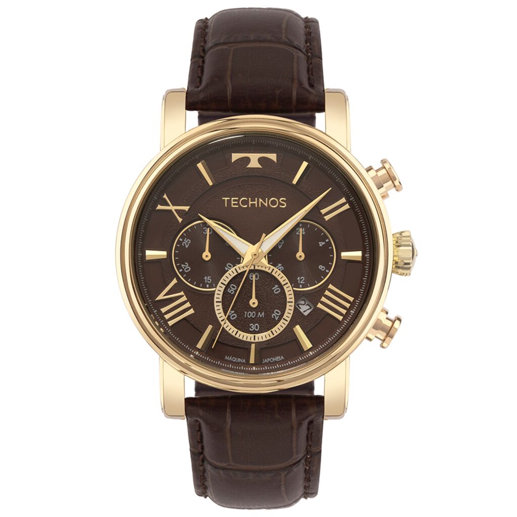 Relógio Technos Grandtech masculino couro- JS25BDA/0M