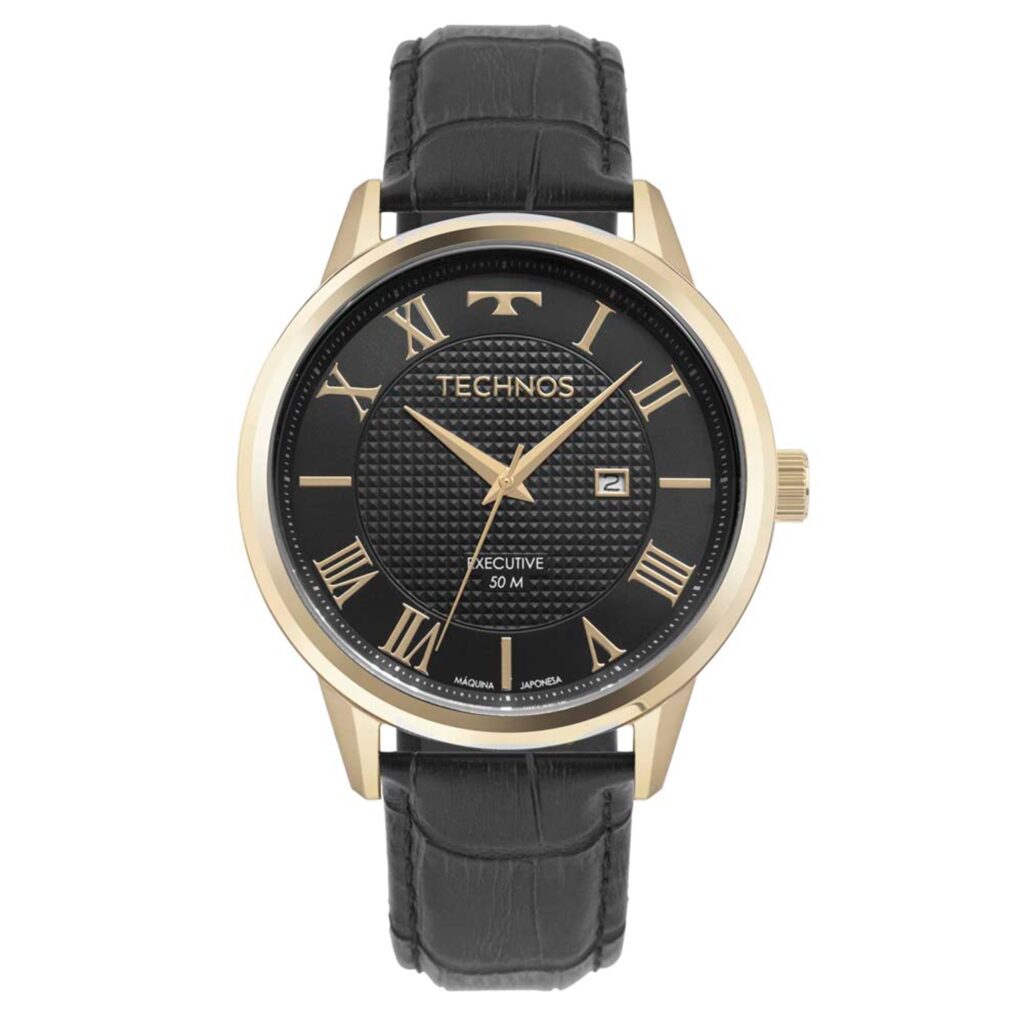 Relógios Technos Executive masculino couro-2115NCX/0P