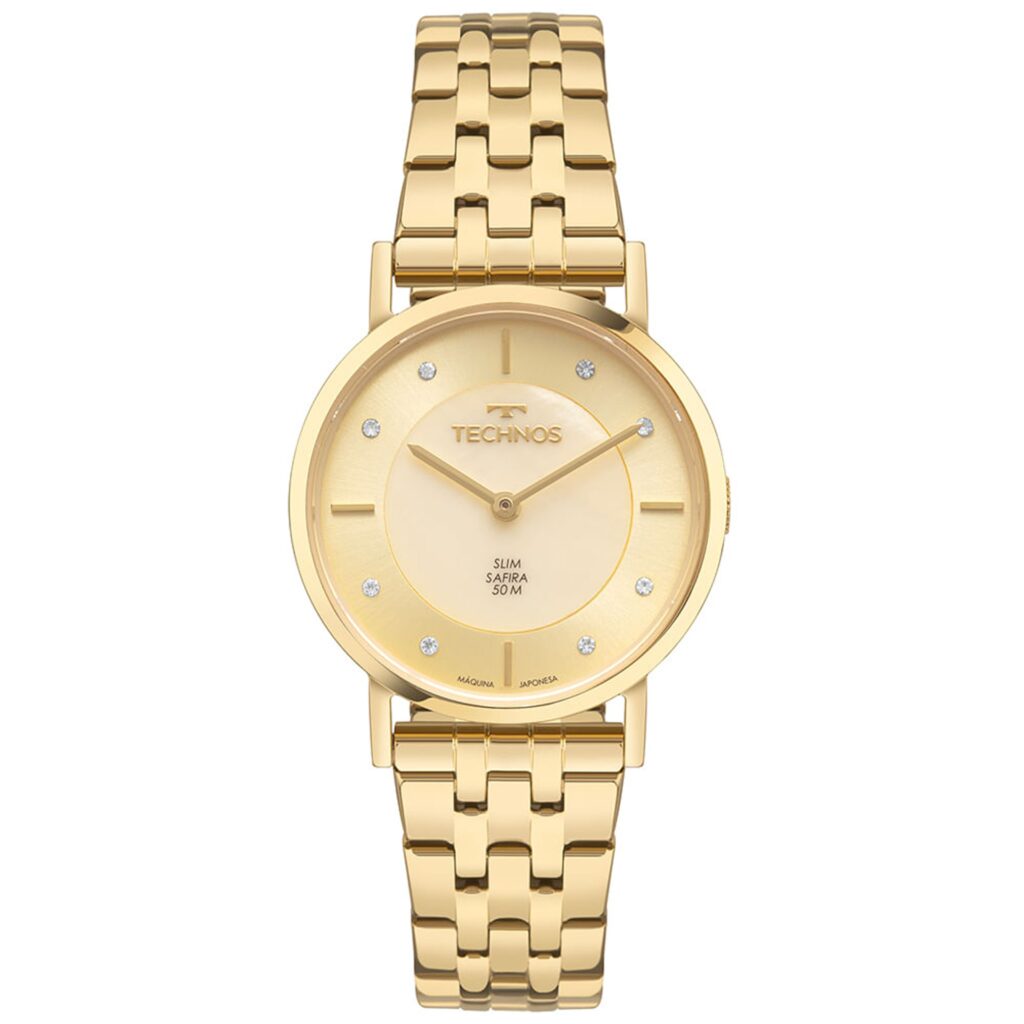 Relógio Technos Slim dourado feminino-2025LUB/1X