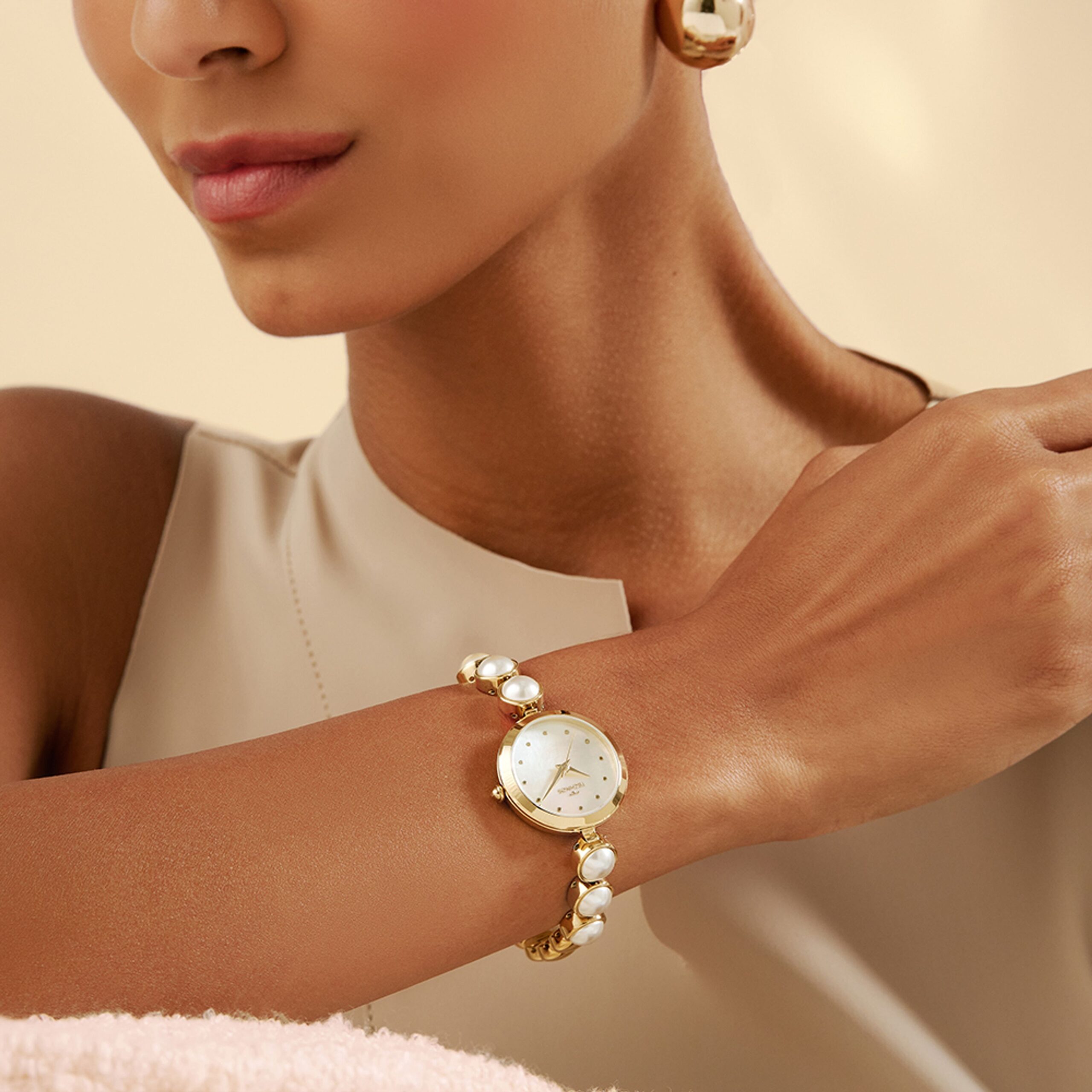 Relógio Technos Crystal com pérolas Swarovski dourado -2035NEJ/1X - Imagem 4
