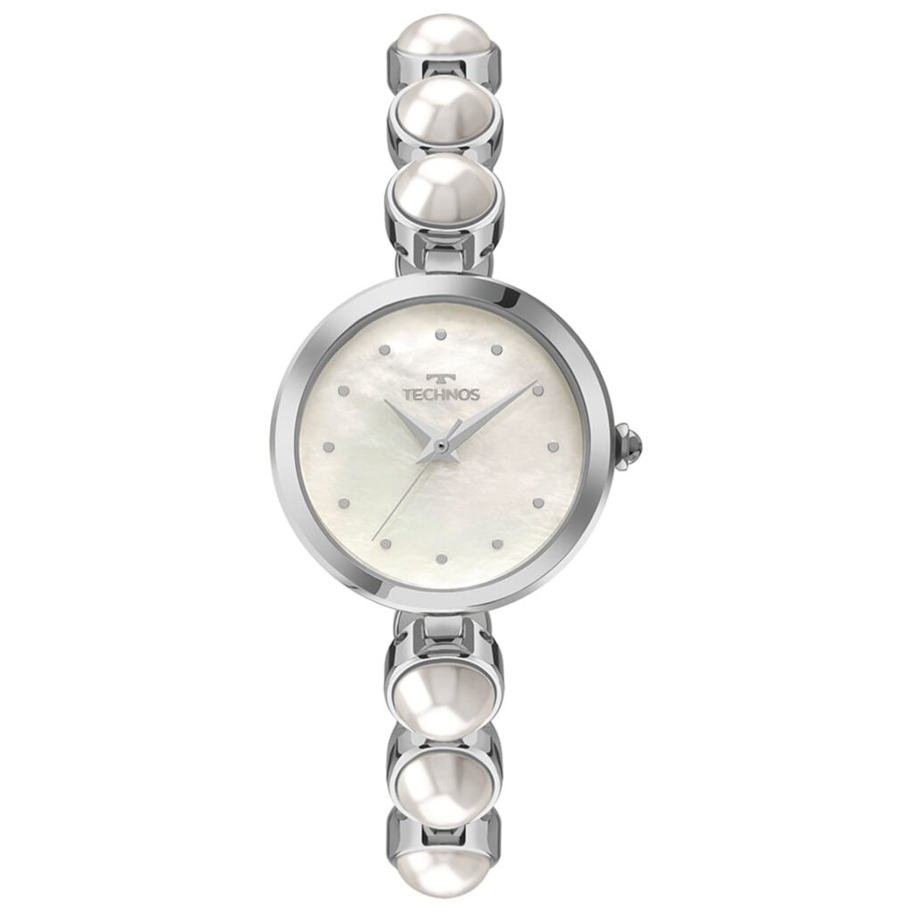 Relógio Technos Crystal com pérolas Swarovski prata- 2035NEI/1B