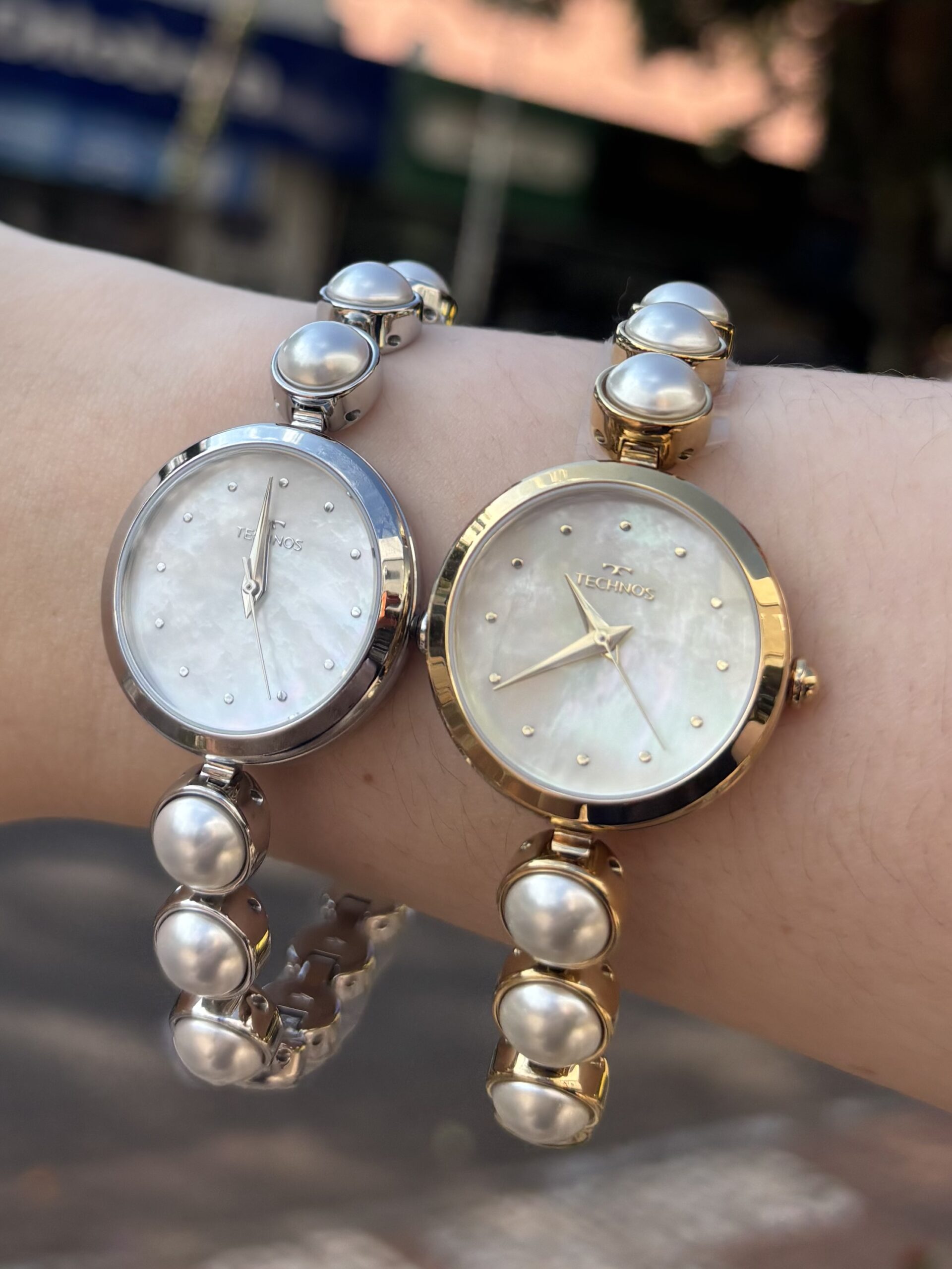 Relógio Technos Crystal com pérolas Swarovski dourado -2035NEJ/1X - Imagem 5