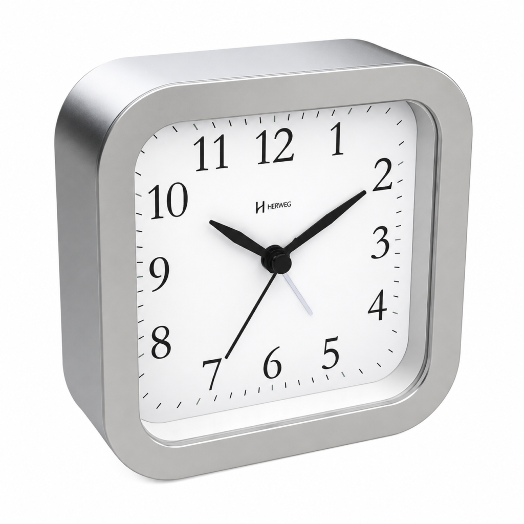 Relógio Despertador quartz Herweg, prata- 2645