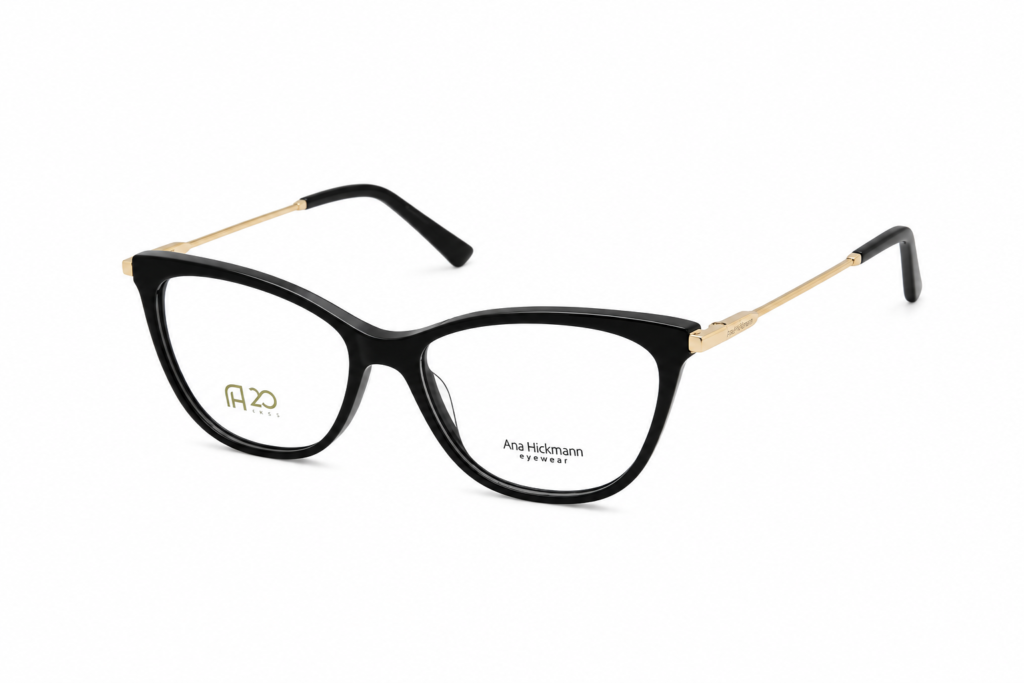 Óculos Receituário Ana Hickmann gatinho acetato preto feminino-AH6407N A01