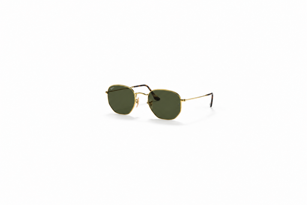 Oculos de Sol RayBan hexagonal verde em metal dourada unisex- ORB3548NL001