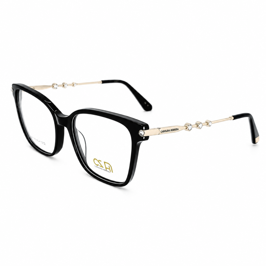 Óculos Receituário Ana Hickmann acetato preto c/pedras - AH60059 A02