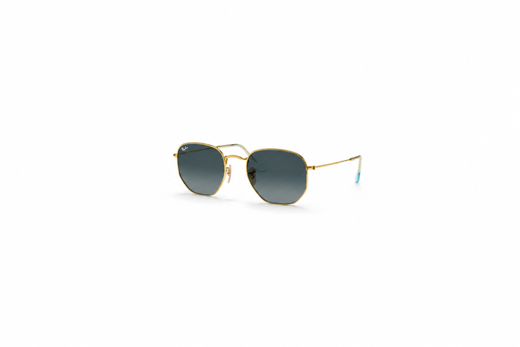 Oculos de Sol RayBan Hexagonal azul em metal dourada unisex- ORB3548NL