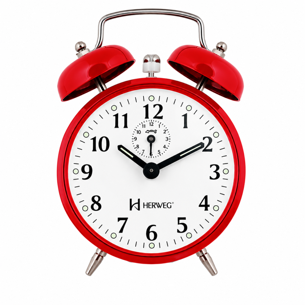 Relógio Despertador Herweg metal mecânico quartz, vermelho- 2208