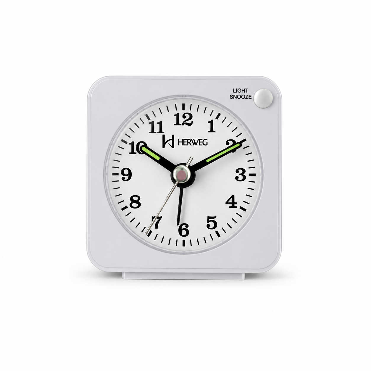 Relógio Despertador Herweg quadrado mini quartz,branco-2510