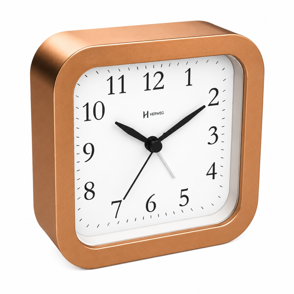 Relógio Despertador Herweg quartz, Dourado fosco- 2645
