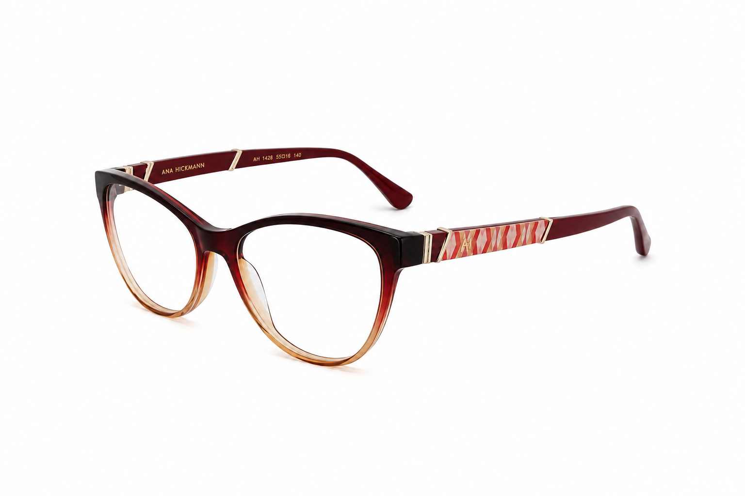 Óculos Receituário Ana Hickmann acetato vermelho degradê feminino- AH60066 C02