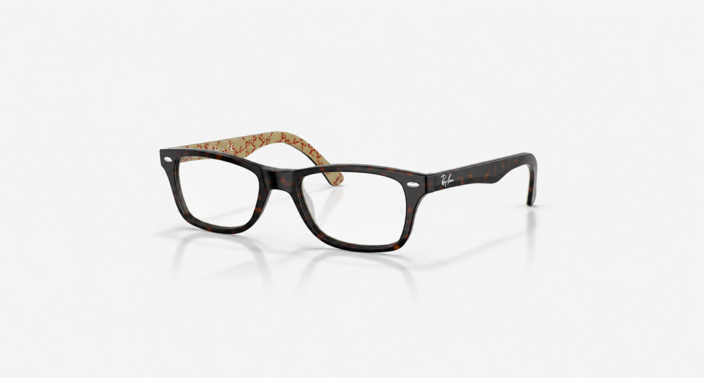 Óculos Receituário RayBan Quadrado duplo com Havana e textura bege feminino-ORX5228 5057