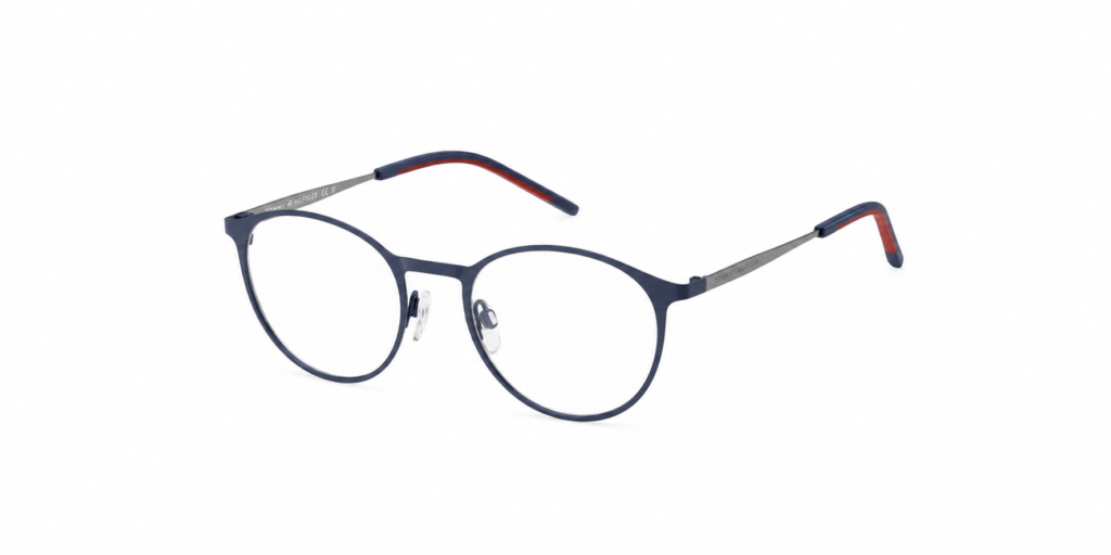 Óculos Receituário Tommy Hilfiger oval Stainless Steel azul masculino-TH2334 PJP