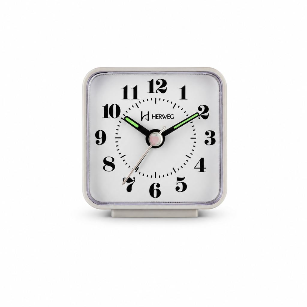 Relógio Despertador Herweg quadrado mini quartz,cinza- 2504