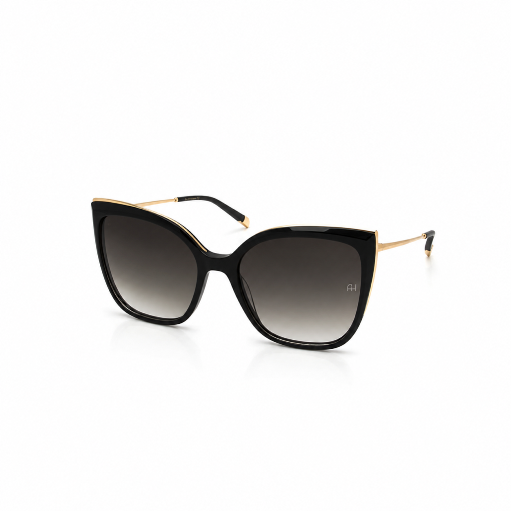 Óculos de Sol Ana Hickmann Acetato com metal preto feminino- AH9294N G22