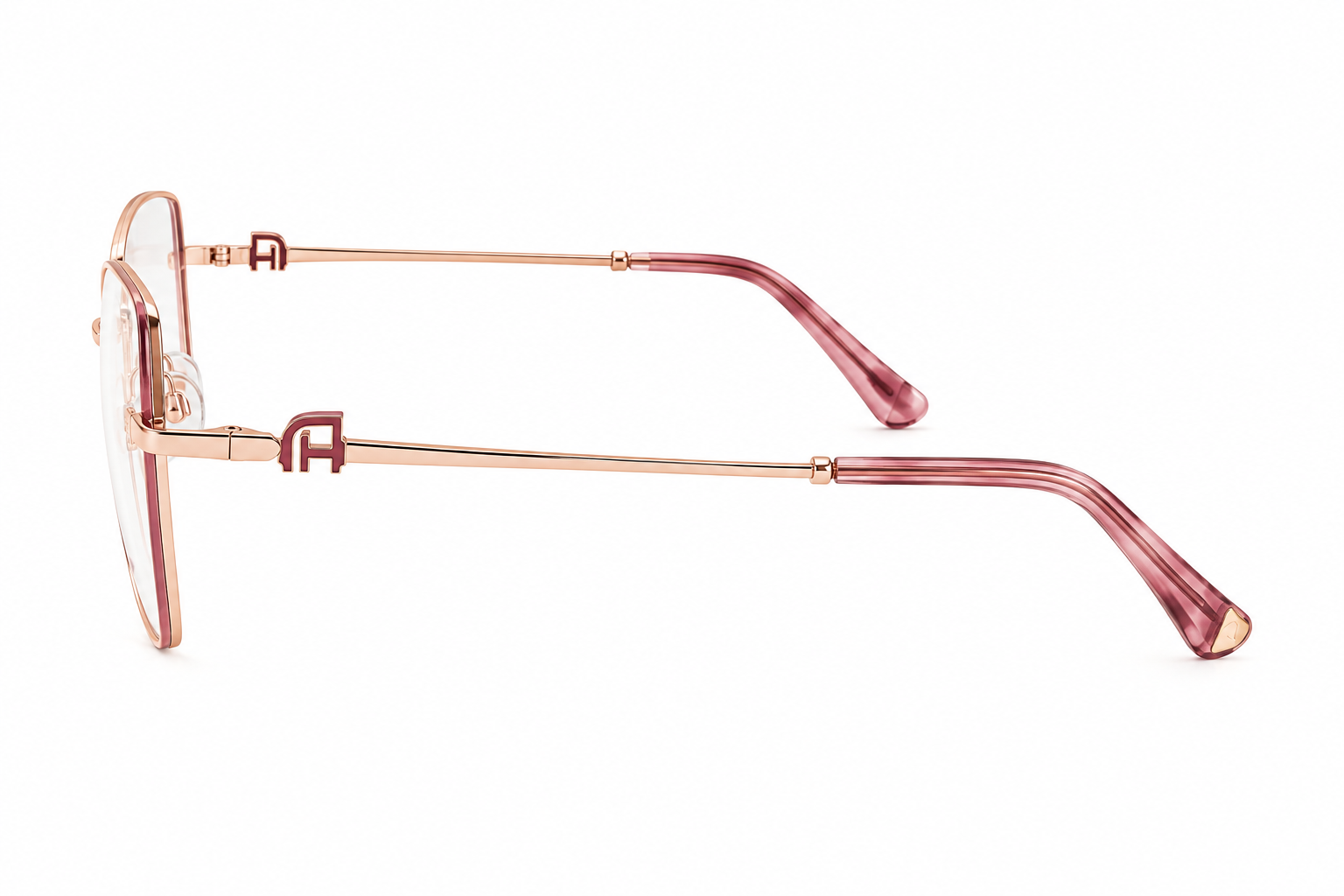 Óculos Receituário Ana Hickmann quadrado metal dourado com rosa feminino- AH1041 07A - Imagem 3