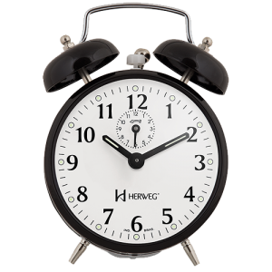 Relógio Despertador Herweg metal mecânico quartz, preto- 2208