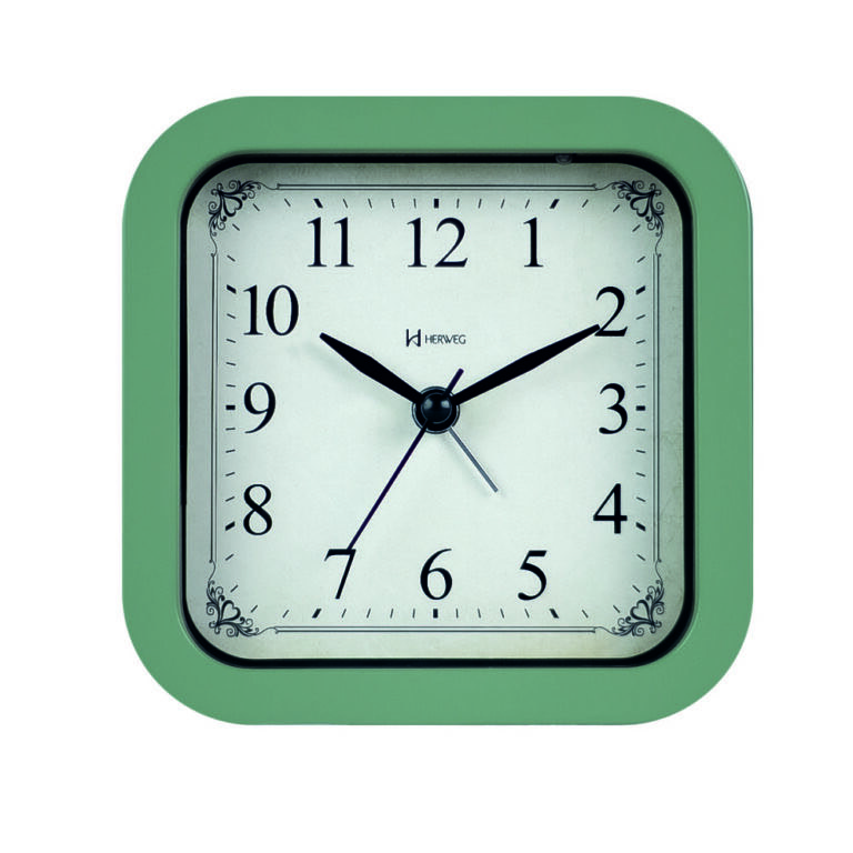 Relógio Despertador Herweg quartz,verde sálvia- 2653