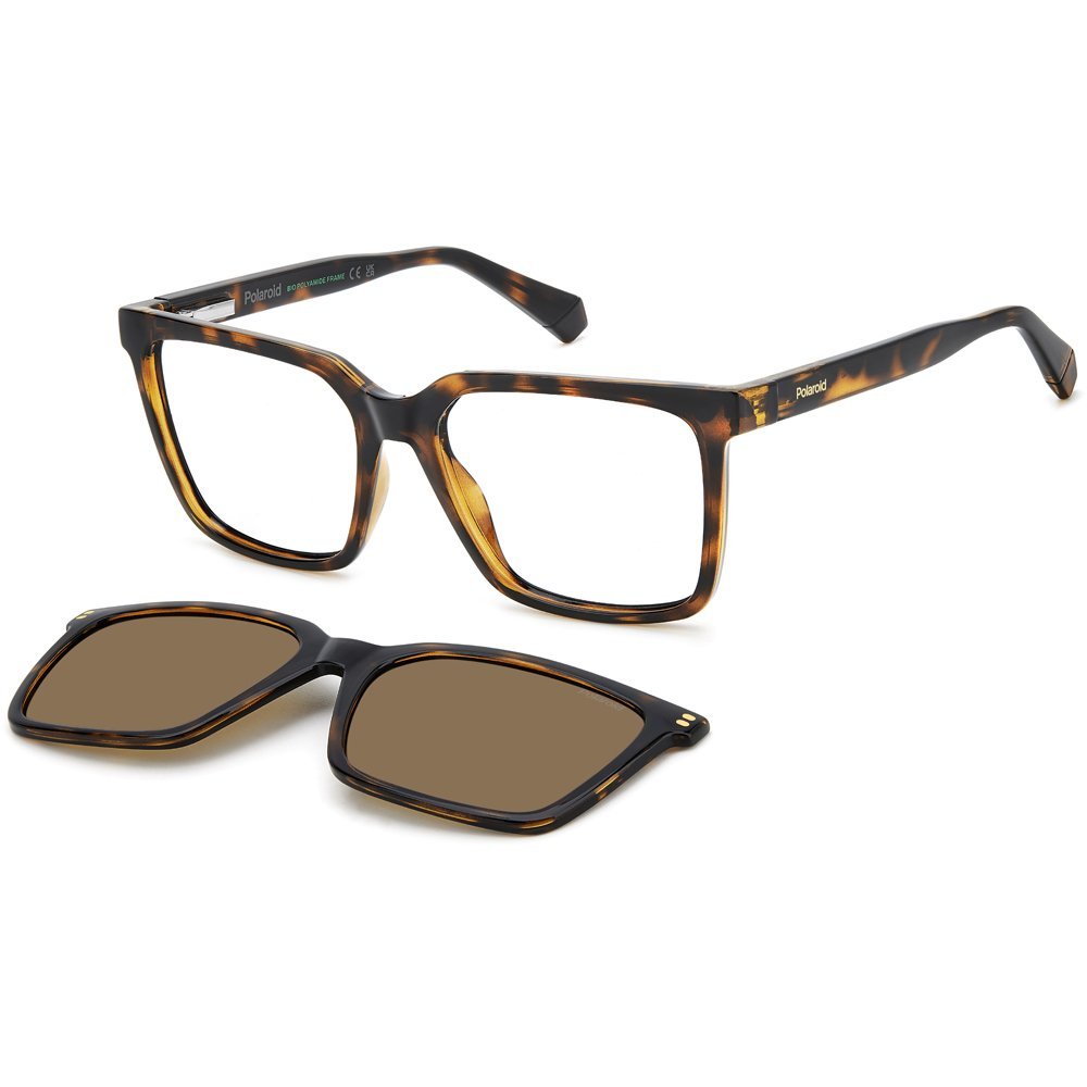 Óculos Clip-On Polaroid acetato marrom unisex-PLD D556/C 086