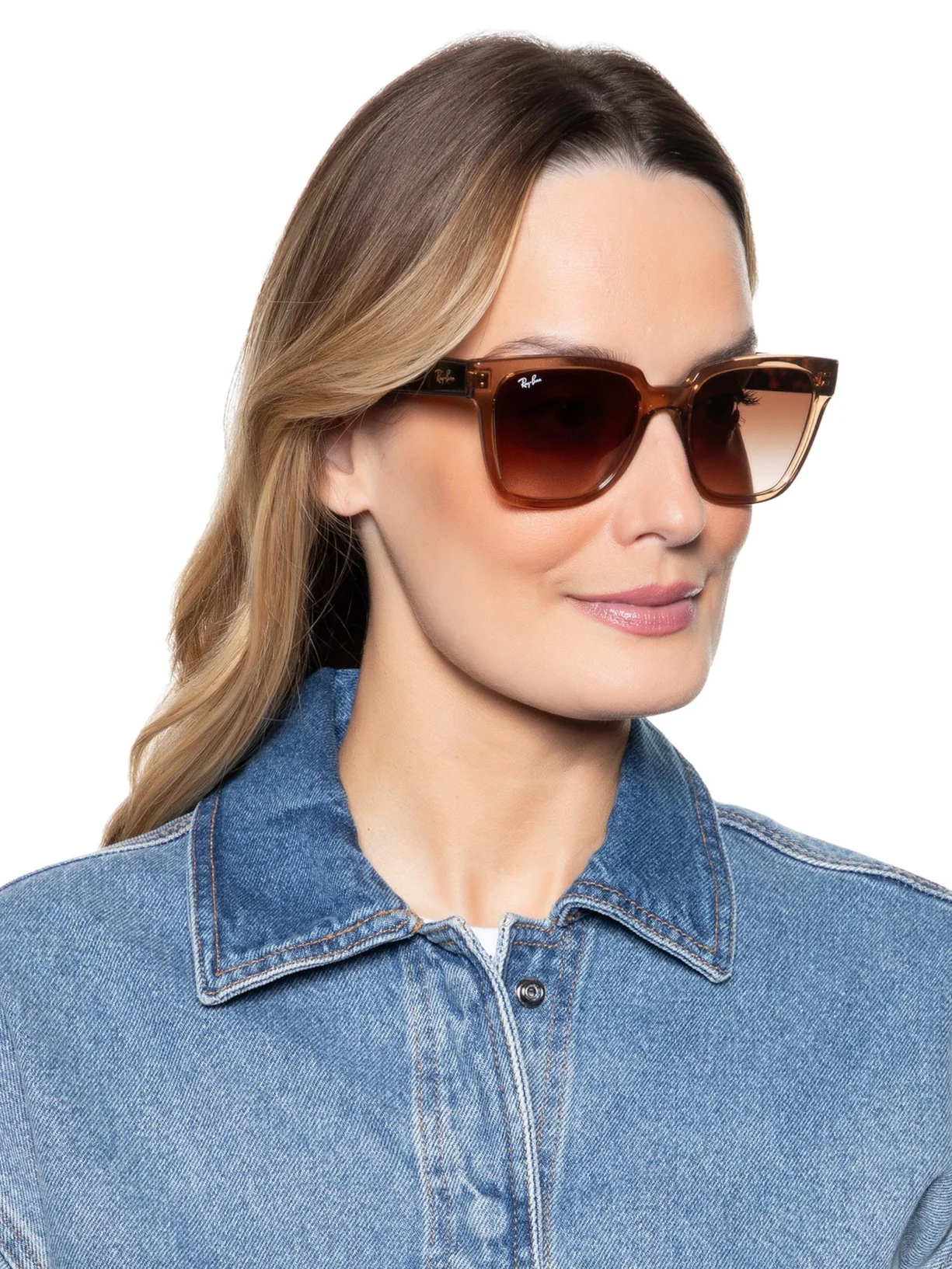 Óculos de Sol RayBan quadrado injetado Caramelo translúcido feminino-ORB4437L - Imagem 5
