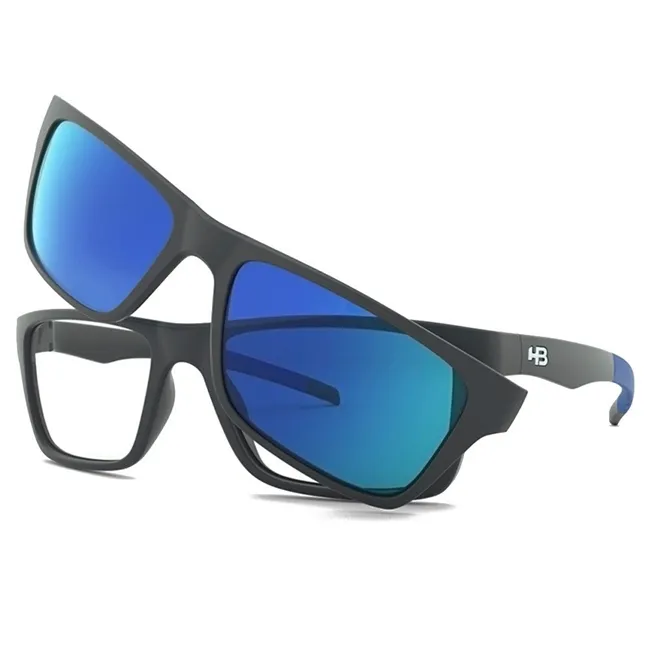 Óculos Clip-On HB injetado Matte Graphite masculino -M.93160 53