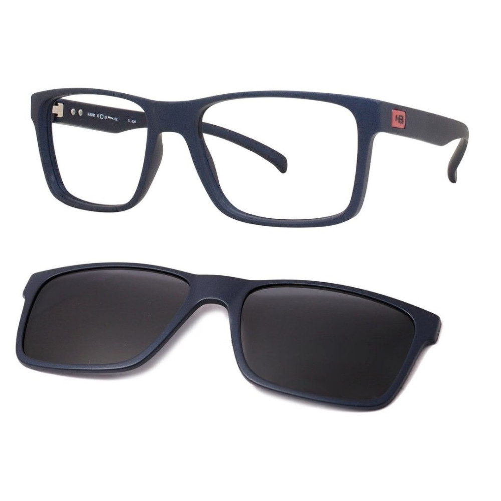 Óculos Clip-On HB Switch quadrado matte Navy-M.010339 53