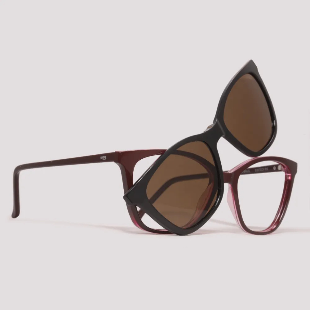 Óculos Clip-On HB Switch 3x1 acetato bordo feminino- M.010385 - Imagem 3
