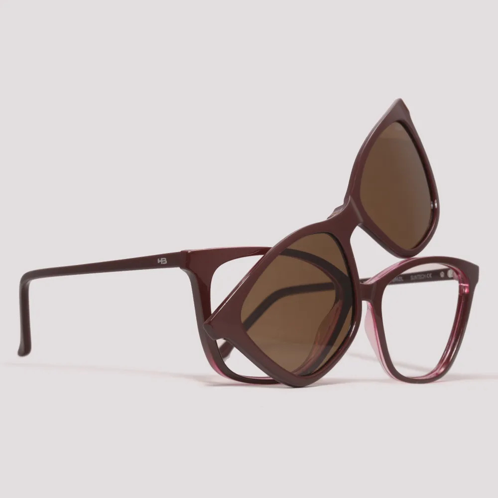 Óculos Clip-On HB Switch 3x1 acetato bordo feminino- M.010385 - Imagem 2