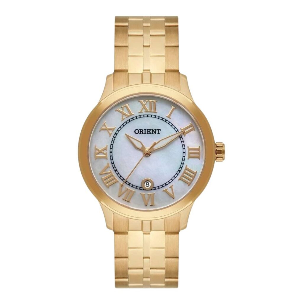 Relógio Orient Eternal Clássico dourado Madrepérola feminino-FGSS1234