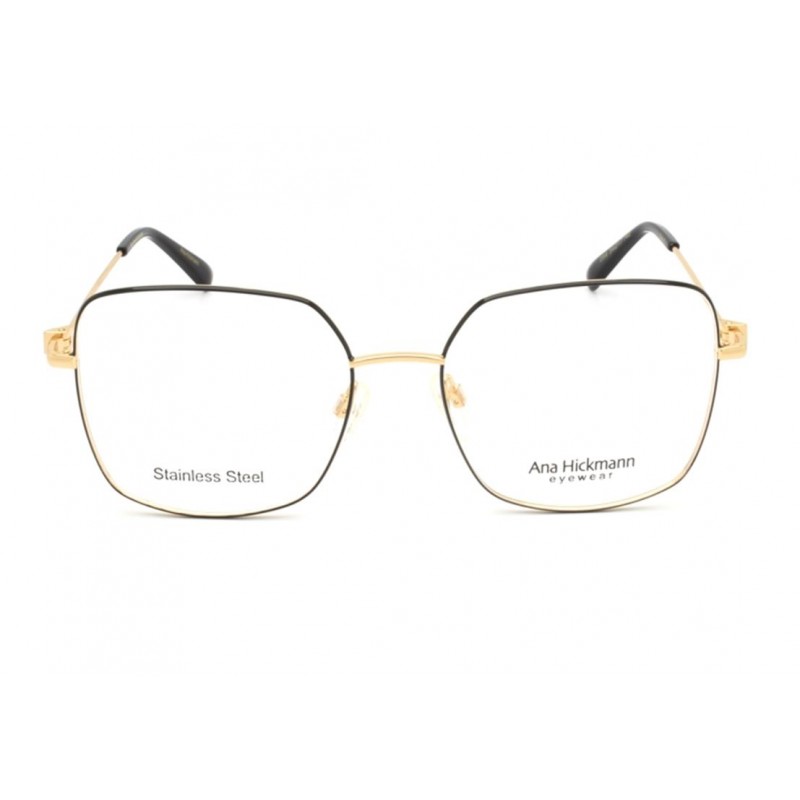 Óculos Receituário Ana Hickmann Livia 3 quadrado metal dourado com preto feminino-AH10053 09A - Imagem 2