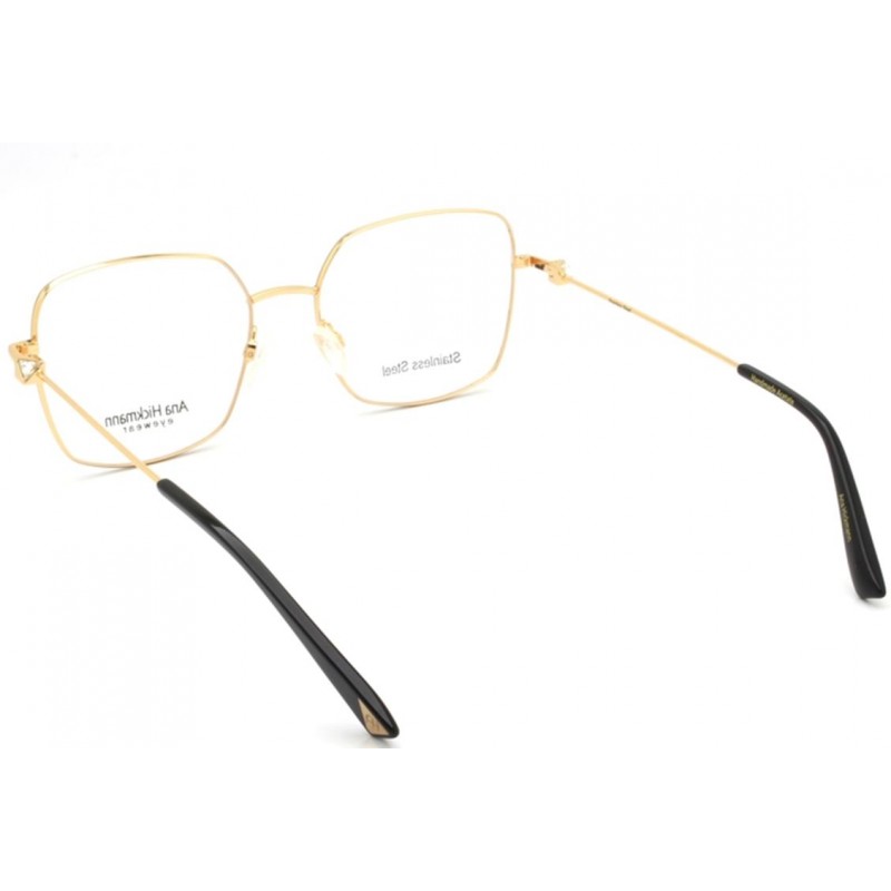 Óculos Receituário Ana Hickmann Livia 3 quadrado metal dourado com preto feminino-AH10053 09A - Imagem 4