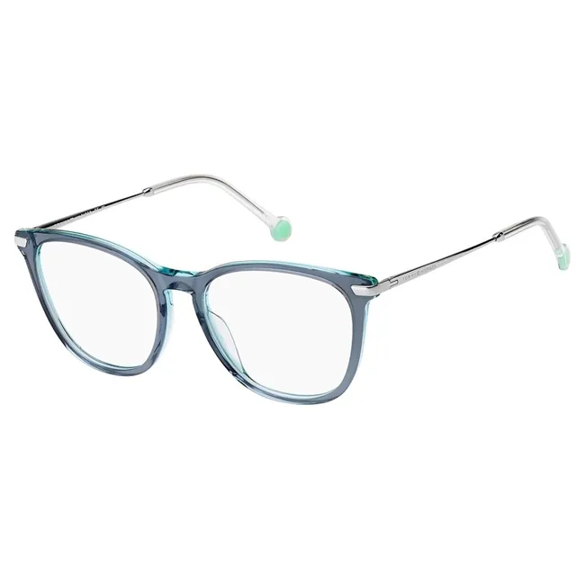 Óculos Receituário Tommy Hilfiger Borboleta azul ruthenium feminino- TH 188 PJP