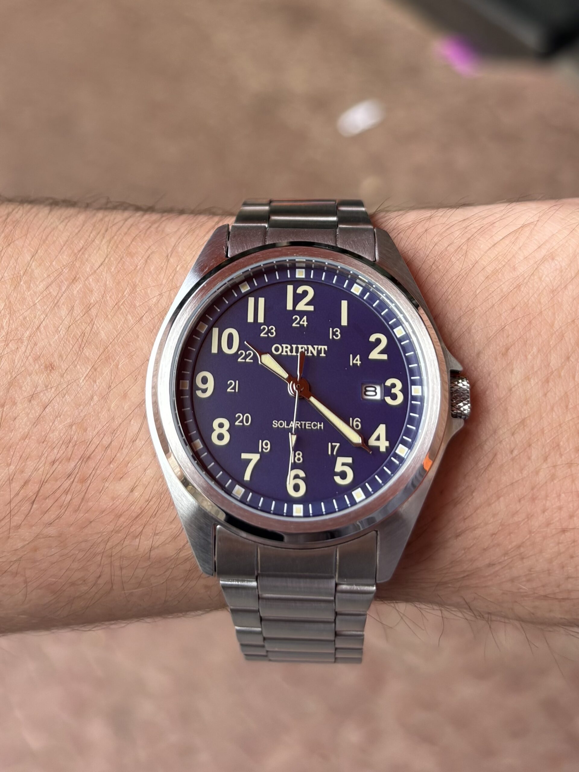 Relógio Orient SolarTech Analógico prata com azul masculino- MBSS1492 - Imagem 4
