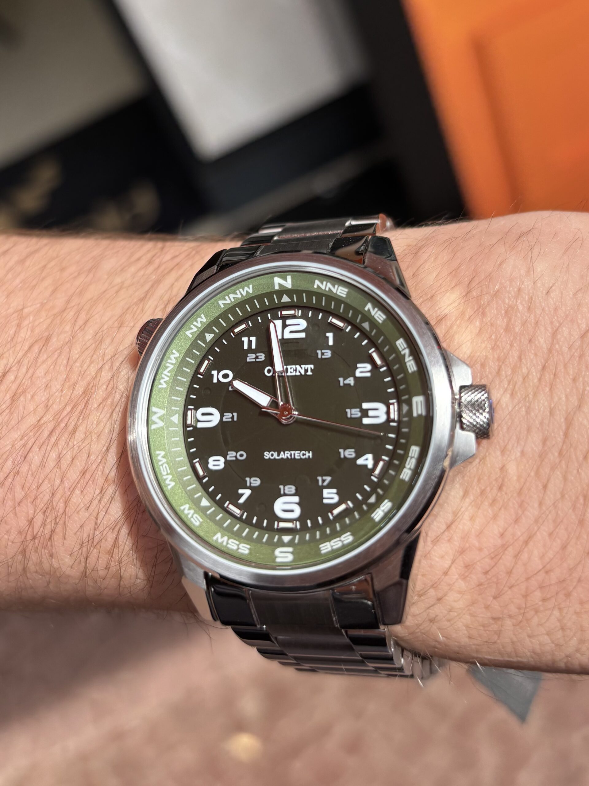 Relógio Orient SolarTech Neosports analógico prata com verde masculino-MBSS0017 - Imagem 2