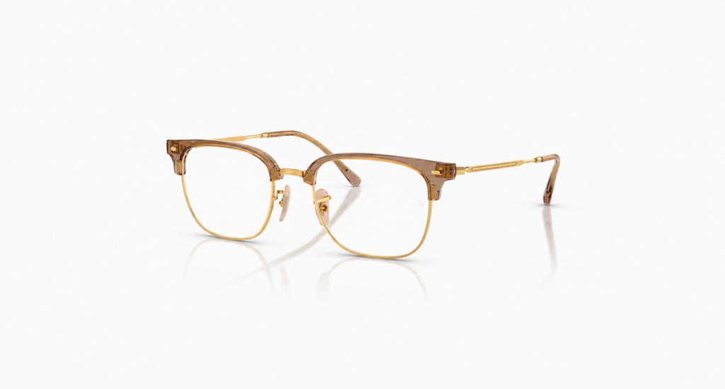 Óculos Receituário RayBan Clubmaster quadrado bege Unissex- ORB7216