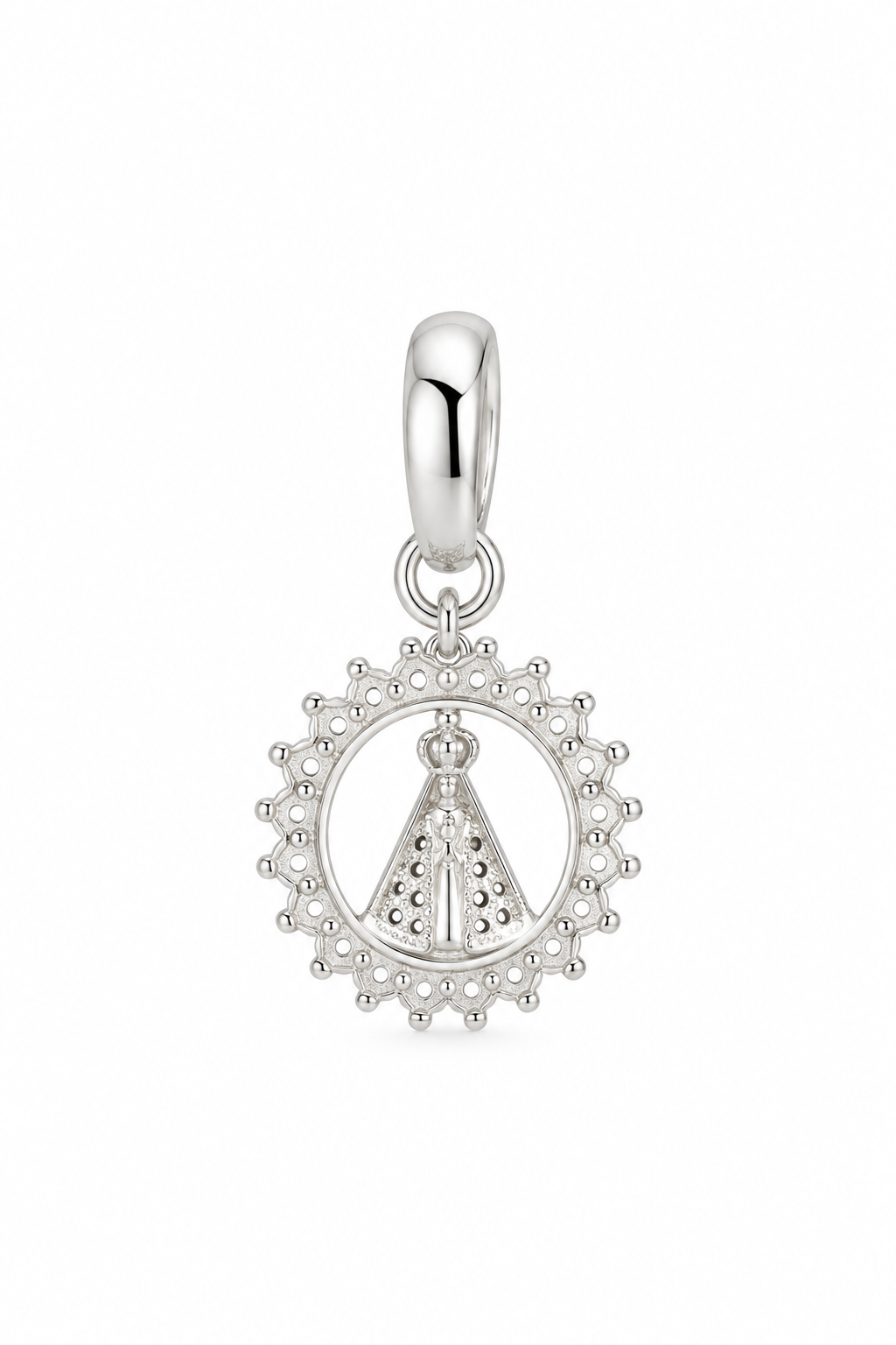 Pingente Medalha nossa senhora vazado com zircônias coloridas Prata 925k- 4280039 - Imagem 2