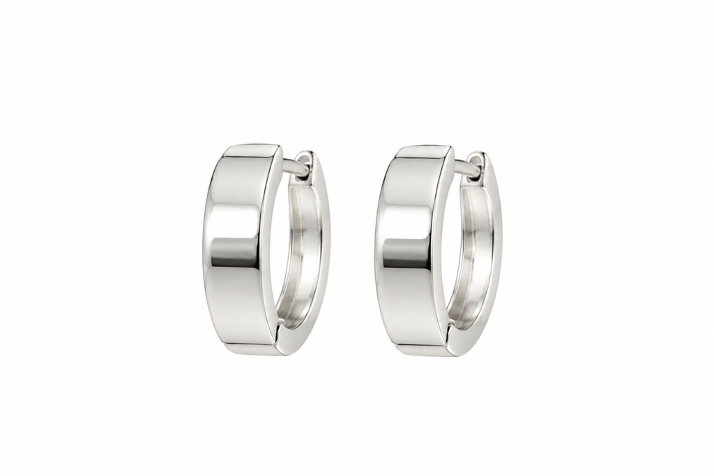 Brinco de Argola lisa tradicional Prata 925k- 74414