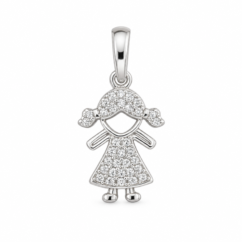Pingente Criança cravejando com zircônias Prata 925k- 102377