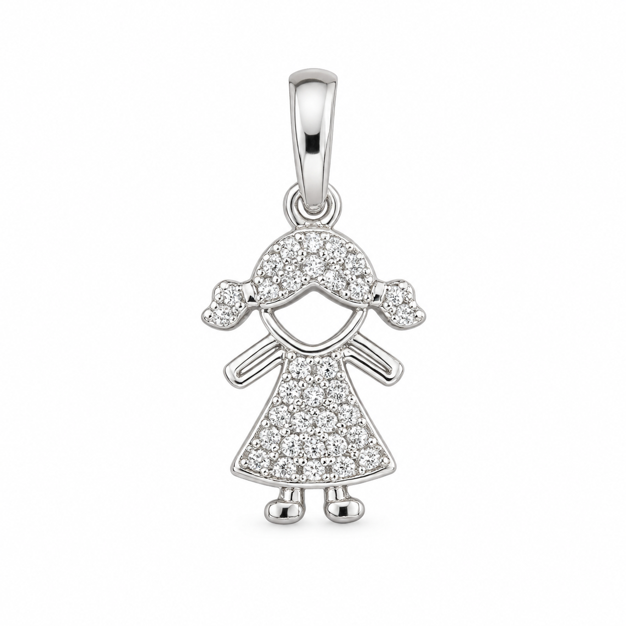 Pingente Criança cravejando com zircônias Prata 925k- 102377