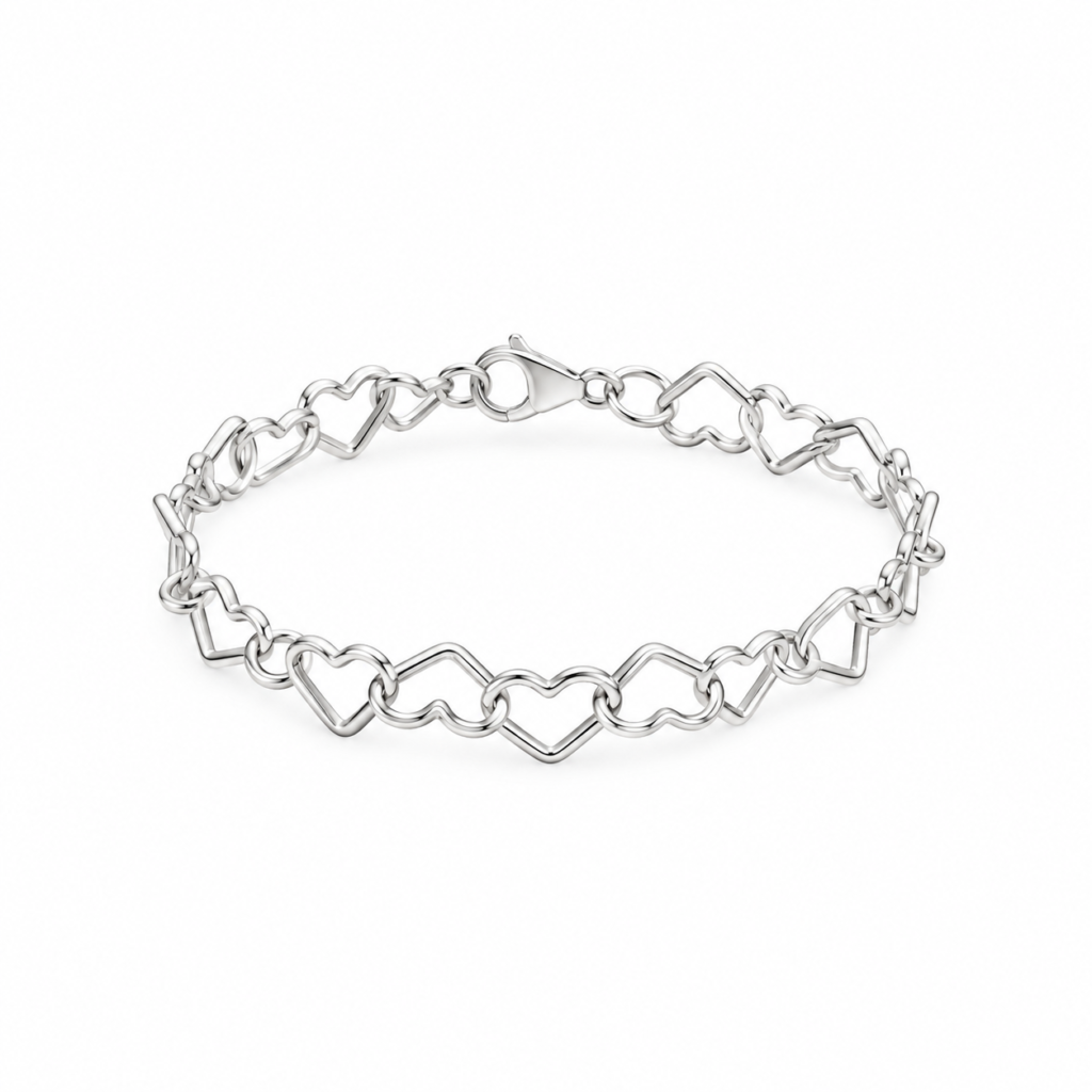 Pulseira Elos de Corações Prata 925k- 59053