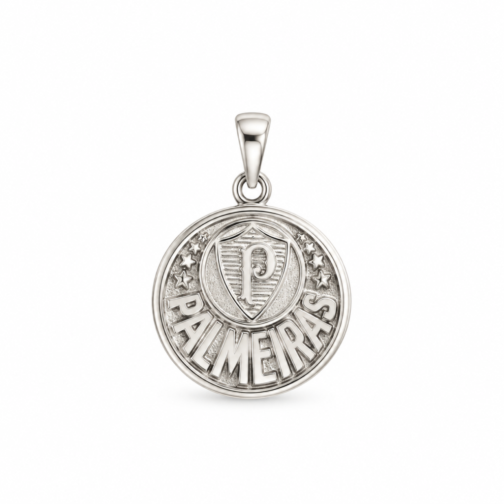 Pingente Time Palmeiras médio Prata 925k- 40730