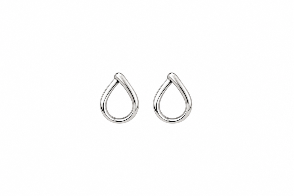 Brinco Gota frente única facetada Prata 925k- 449069