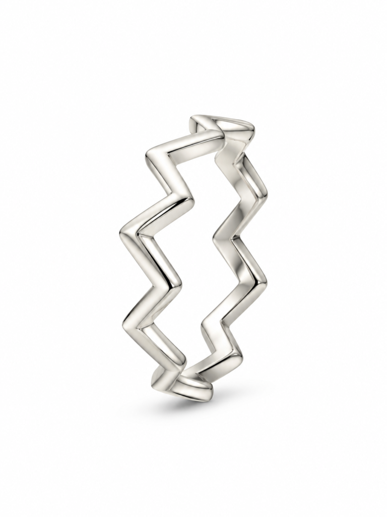 Anel modelo zig-zag liso Prata 925k- 73520